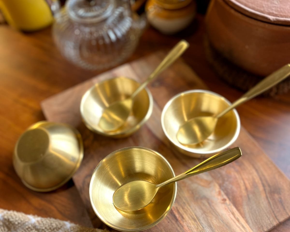 BRASS BHOGINI KATTORI CUPS WITH SPOONS