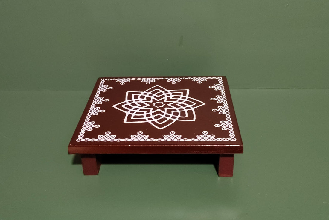 HITHA HANDCRAFTED WOODEN POOJA STAND – HITHA WELLNESS