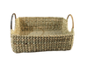 HITHA SEAGRASS HANDWOVEN- RECTANGLE BASKET WITH WOODEN HANDLE-EKG067