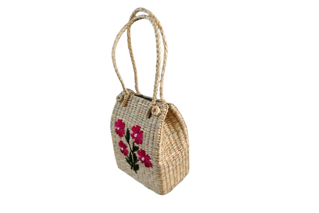 HITHA SEAGRASS HANDWOVEN-TOTE WITH EMBROIDERY BAG
