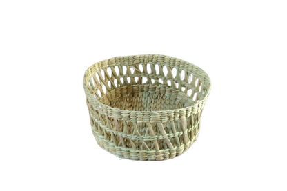 HITHA SEAGRASS HANDWOVEN- ROUND OPEN-WEAVES STORAGE BASKET -EKG079