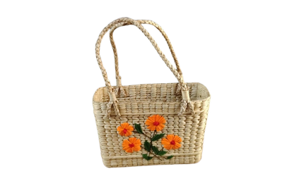 HITHA SEAGRASS HANDWOVEN- MARKETING BAG WITH EMBROIDERY